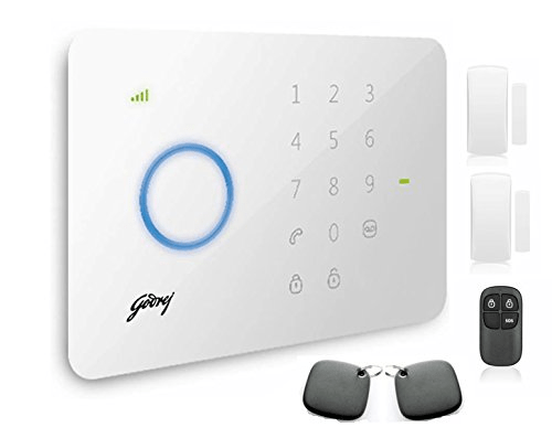 Godrej burglar alarm system with control panel and sensors for detecting and alerting unauthorized entry.