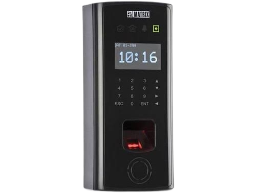 matrix biometric system with fingerprint scanner and display for secure access control.